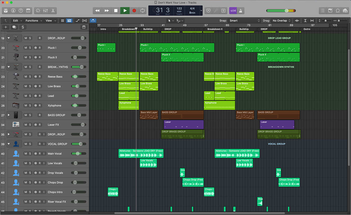 logic pro arrangement