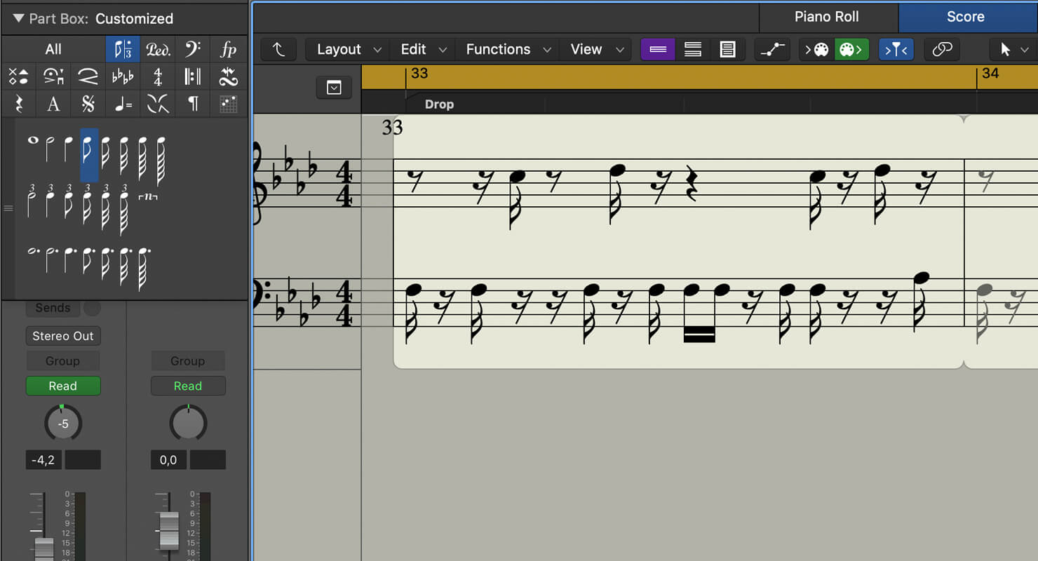 logic pro score editor